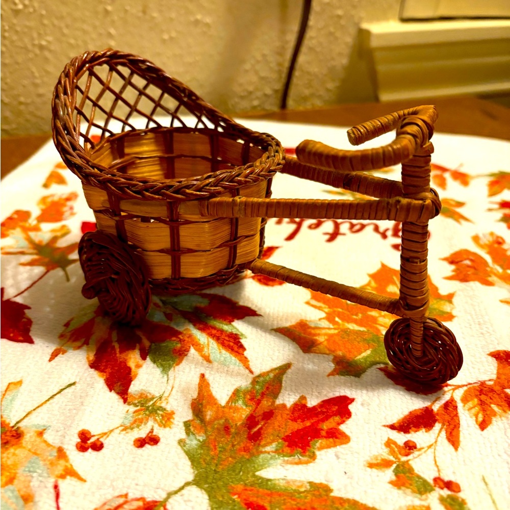 Small Handmade  Rattan Tricycle Planter